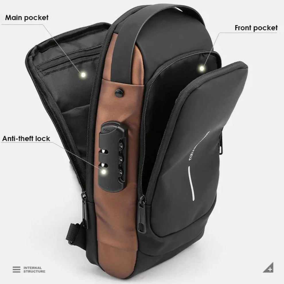 Crossbody Sling Bag With USB Charging Port (Unisex)