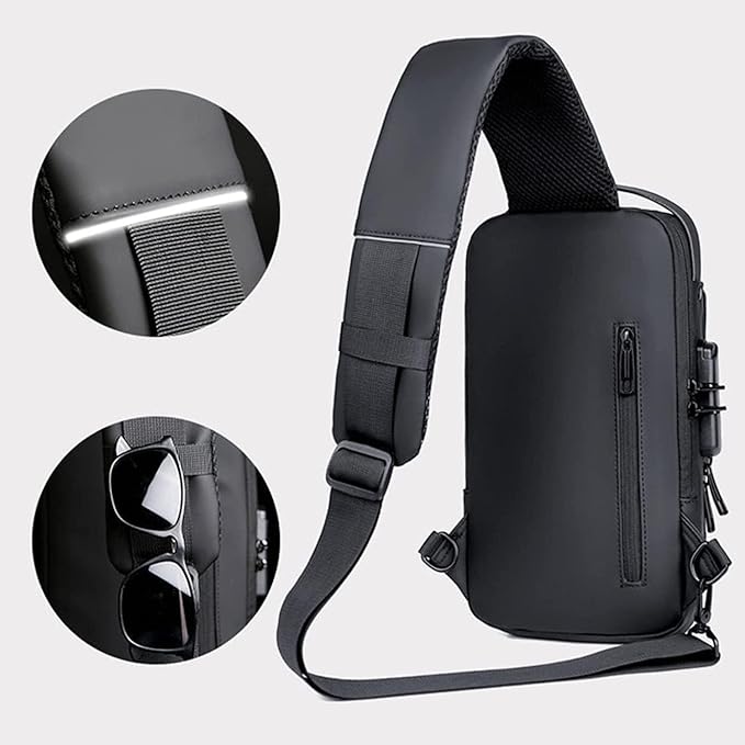 Crossbody Sling Bag With USB Charging Port (Unisex)
