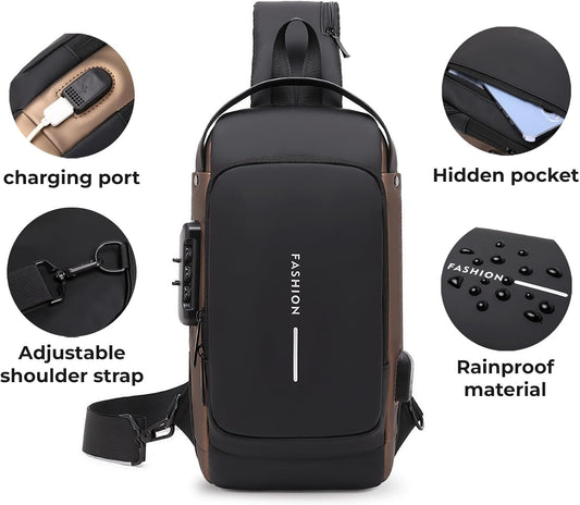 Crossbody Sling Bag With USB Charging Port (Unisex)