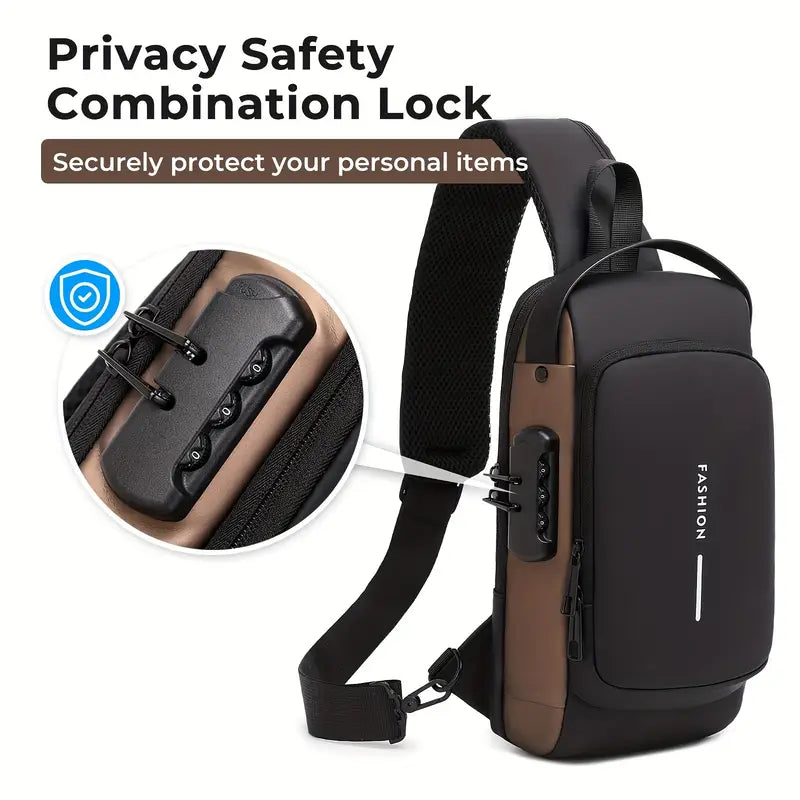 Crossbody Sling Bag With USB Charging Port (Unisex)