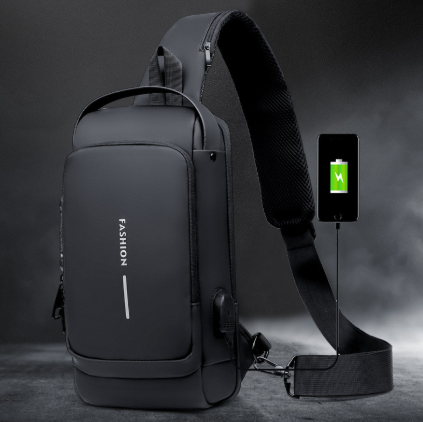 Crossbody Sling Bag With USB Charging Port (Unisex)