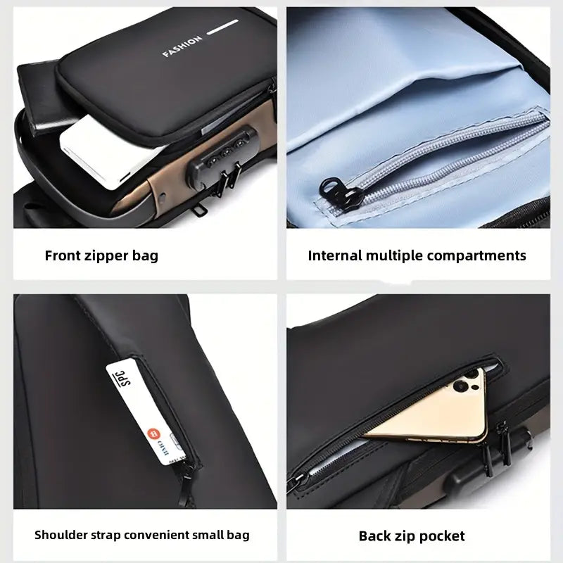 Crossbody Sling Bag With USB Charging Port (Unisex)