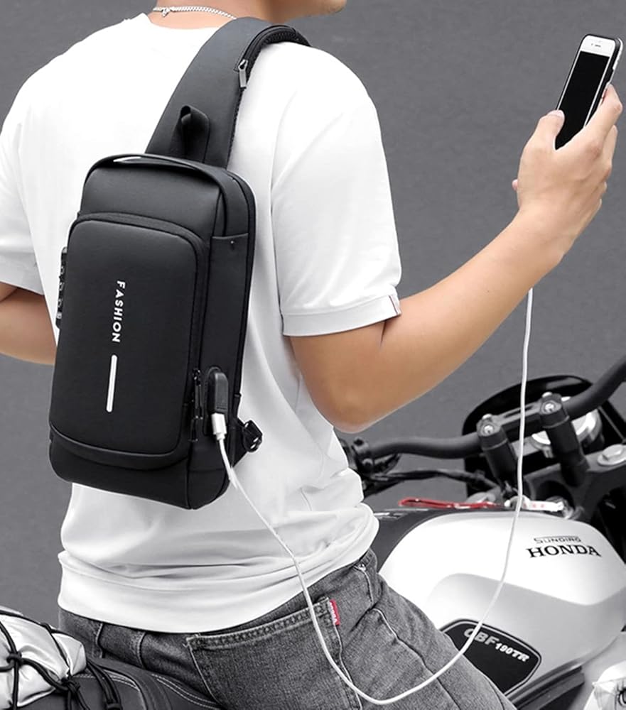 Crossbody Sling Bag With USB Charging Port (Unisex)