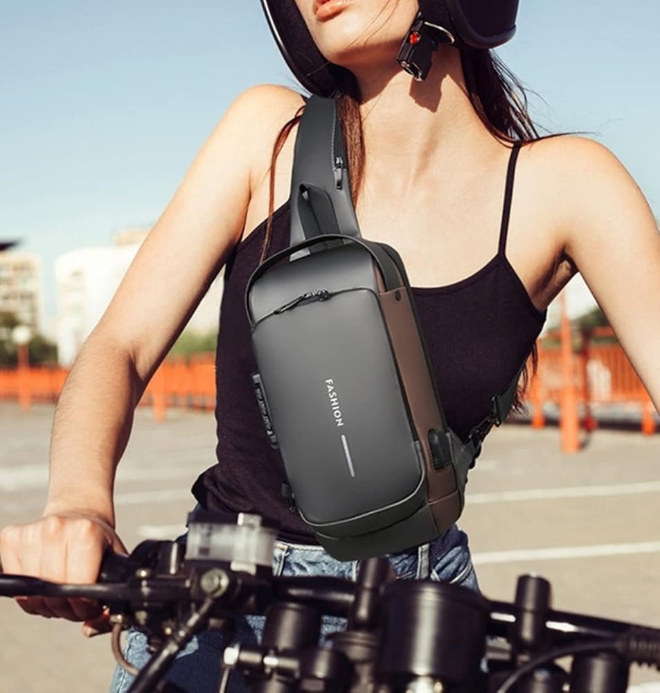 Crossbody Sling Bag With USB Charging Port (Unisex)