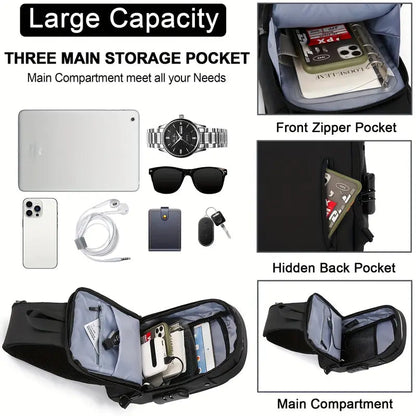 Crossbody Sling Bag With USB Charging Port (Unisex)